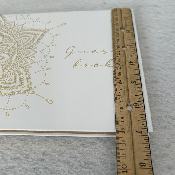 Guest Book White Gold 50 Page 7 X 9 inch Wedding Anniversary Celebration Party - Picture 4 of 13